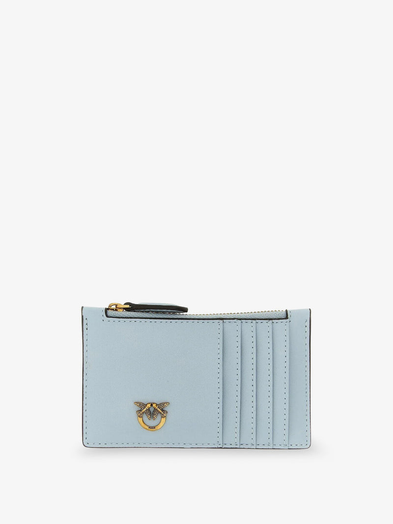 Pinko Pinko Airone Leather Card Holder Blue - World Class Fashion
