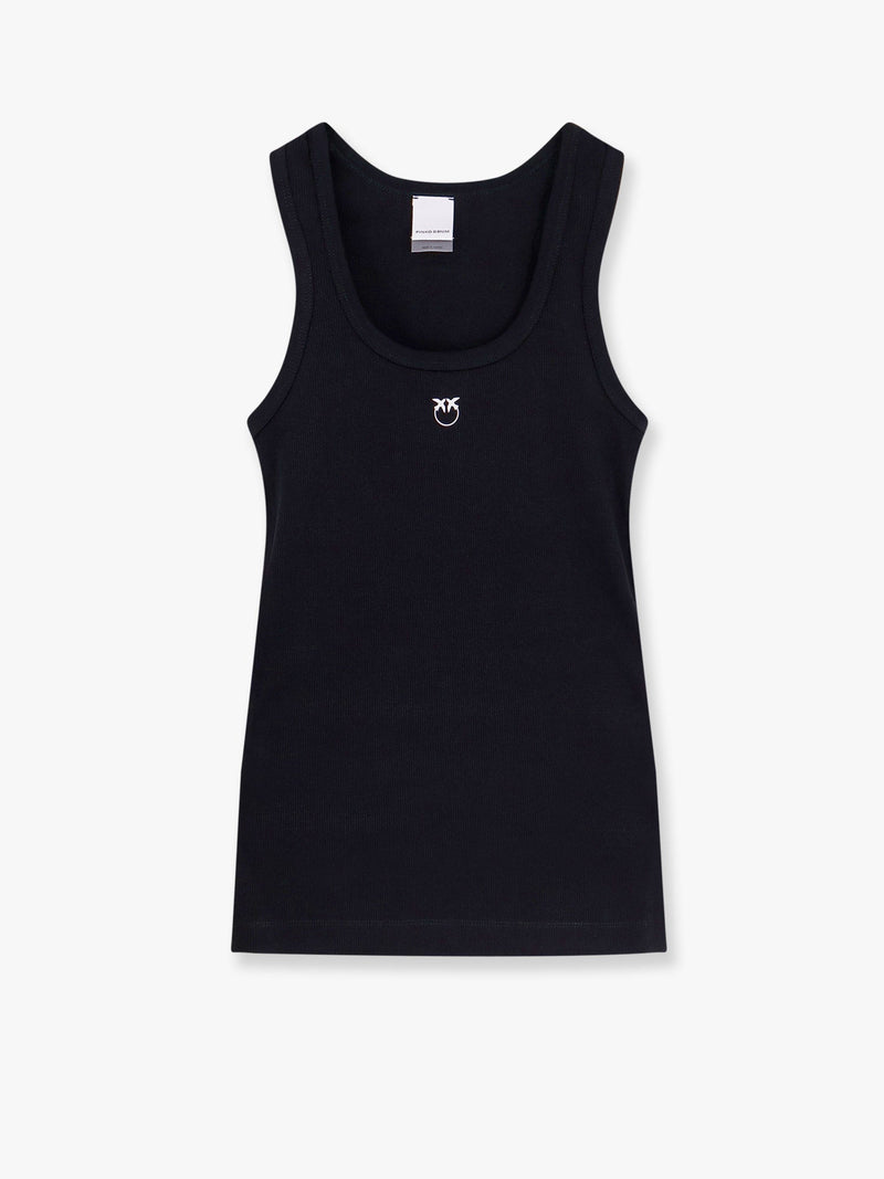 Pinko Pinko Cotton Tank Top Love Birds Logo Black - World Class Fashion