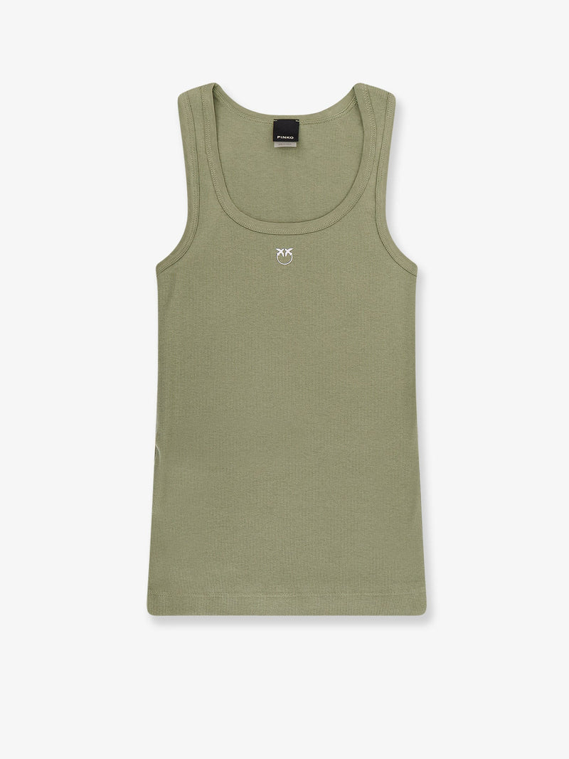 Pinko Pinko Calcolatore Cotton Tank Top Green - World Class Fashion