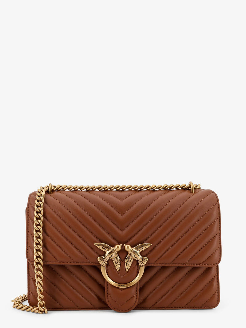 Pinko Pinko Love Bag One Quilted Leather Crossbody Bag Brown - World Class Fashion
