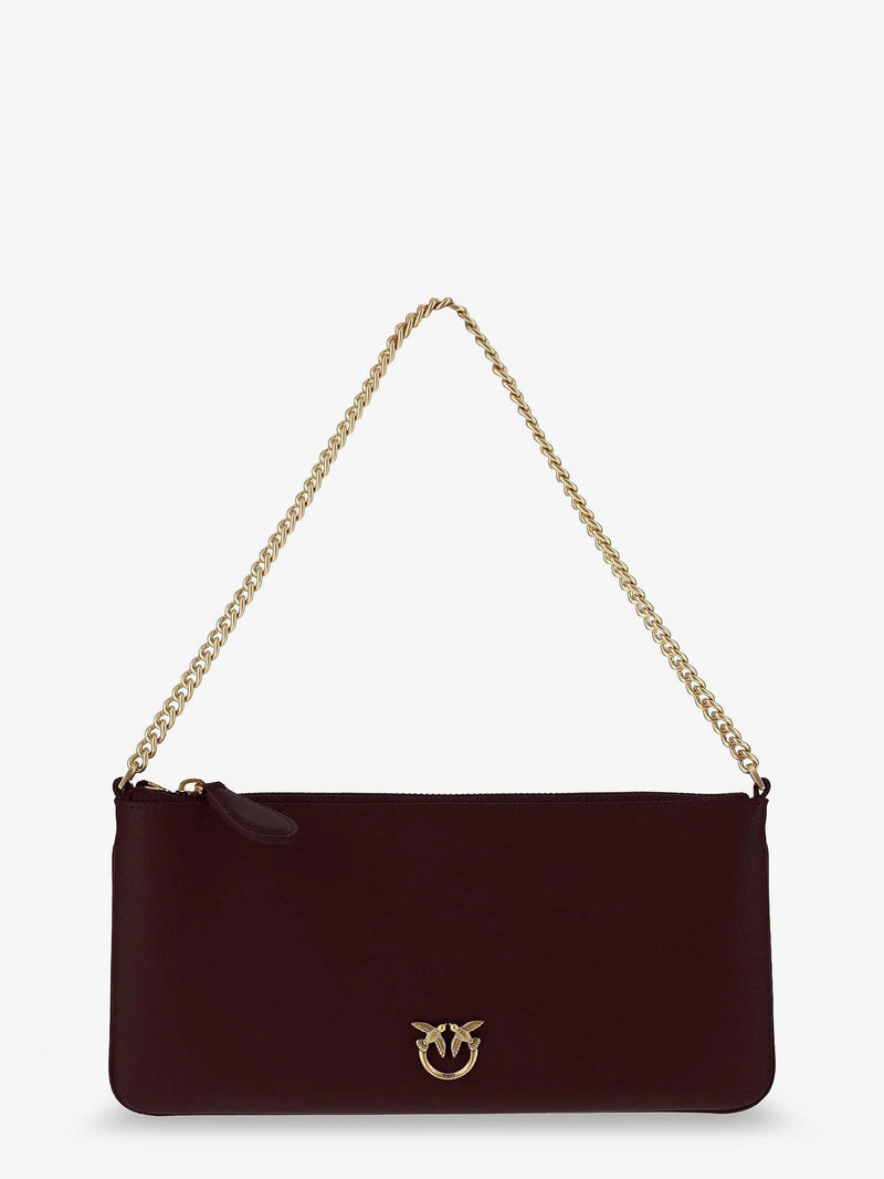 Pinko Pinko Horizontal Flat Leather Crossbody Bag Red - World Class Fashion