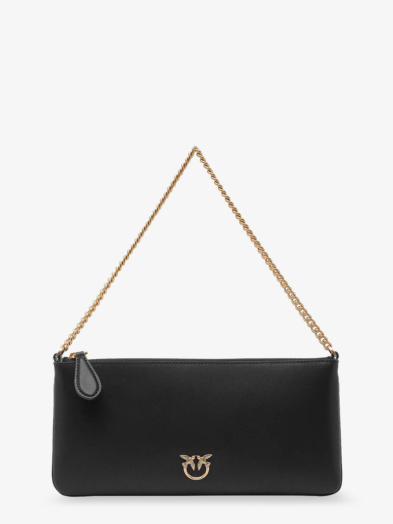 Pinko Pinko Horizontal Flat Leather Shoulder Bag Black - World Class Fashion