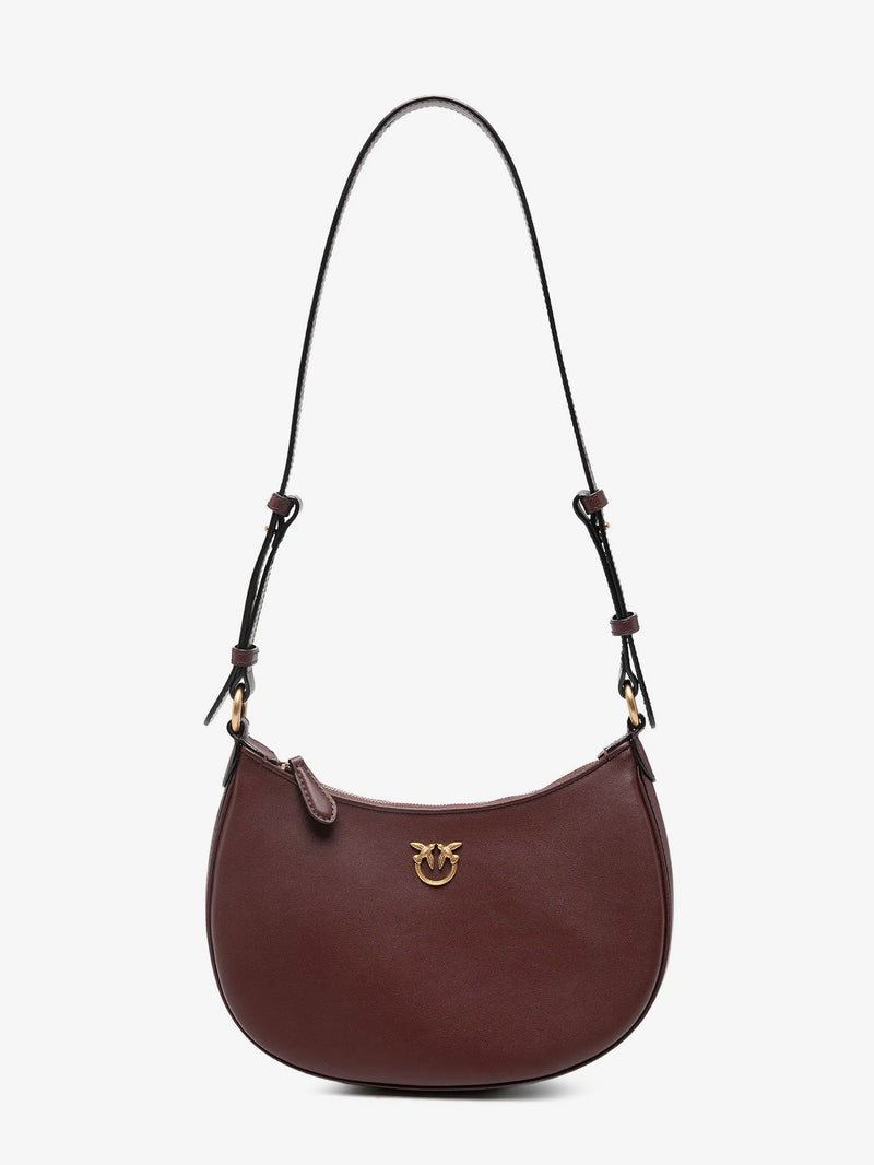 Pinko Pinko Half Moon Mini Leather Crossbody Bag Brown - World Class Fashion