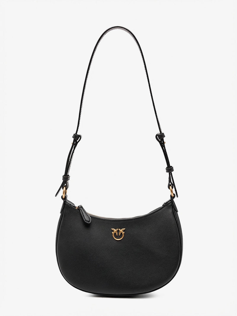 Pinko Pinko Half Moon Mini Leather Shoulder Bag Black - World Class Fashion