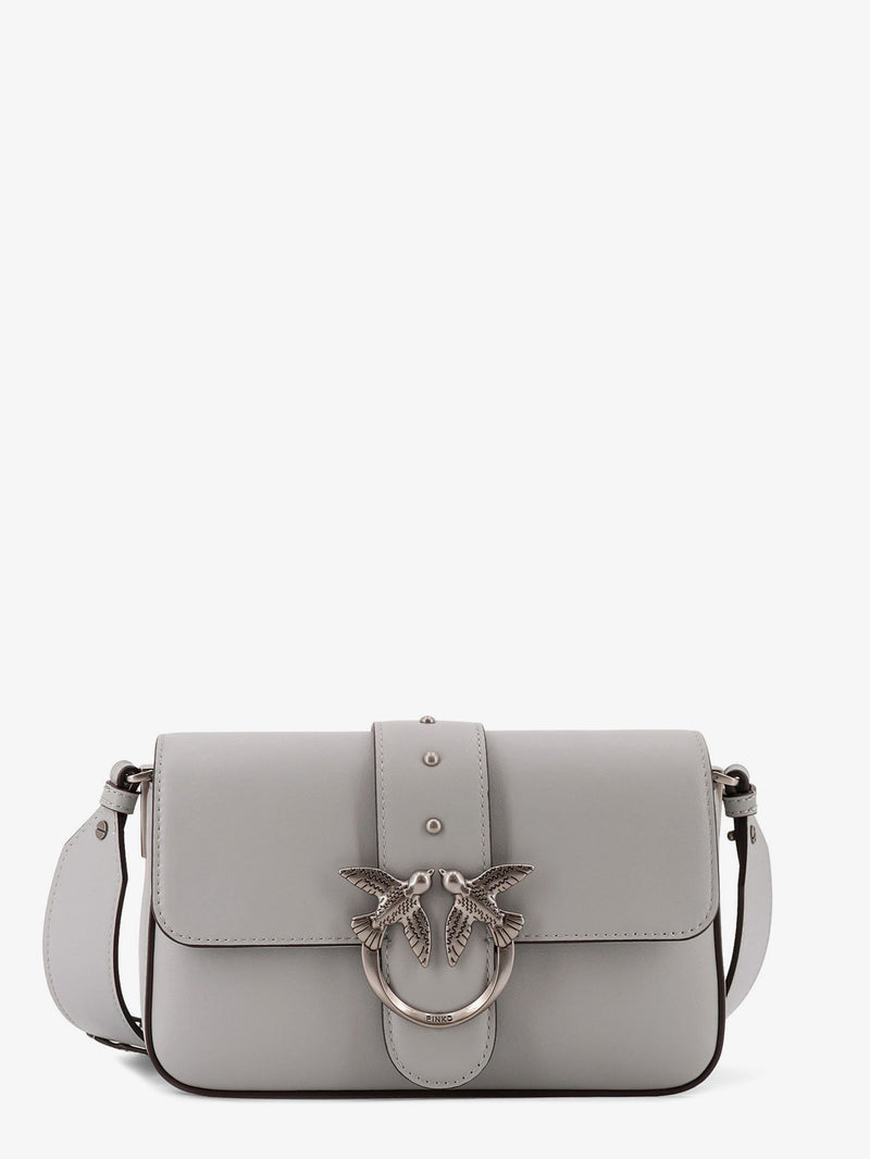 Pinko Pinko Mini Love Bag Leather Crossbody Bag Grey - World Class Fashion
