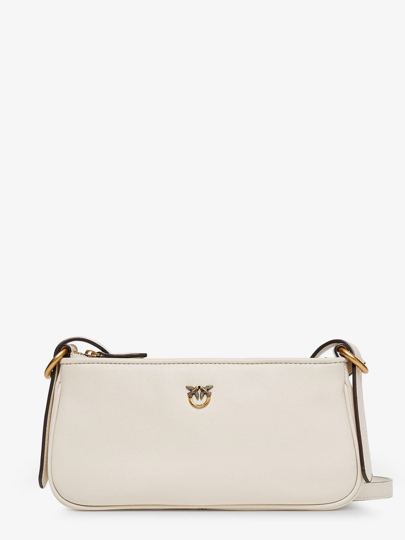 Pinko Pinko Mini Half Moon Leather Crossbody Bag White - World Class Fashion