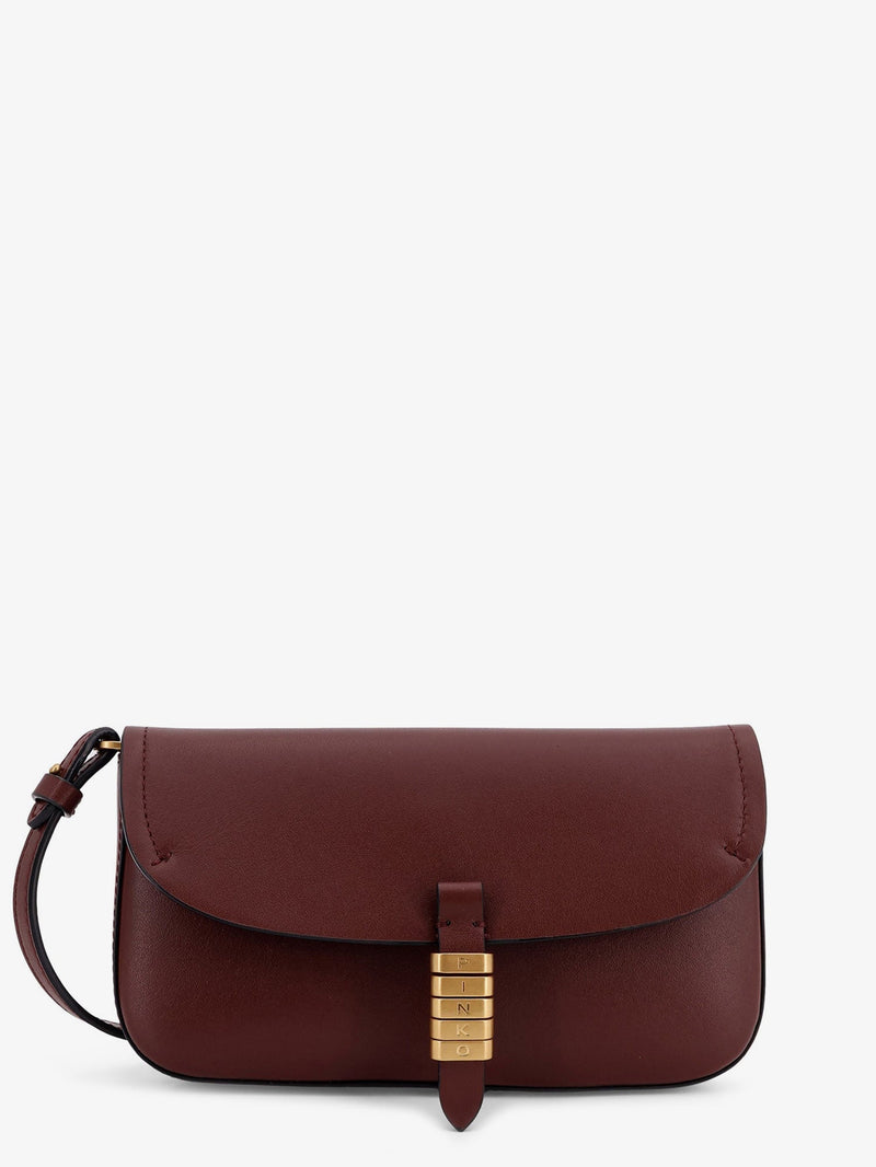 Pinko Pinko Saddle Flat Leather Crossbody Bag Red - World Class Fashion