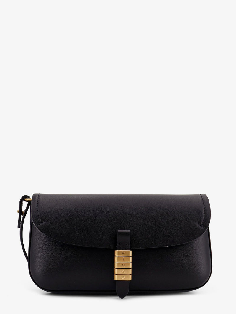 Pinko Pinko Saddle Flat Leather Crossbody Bag Black - World Class Fashion
