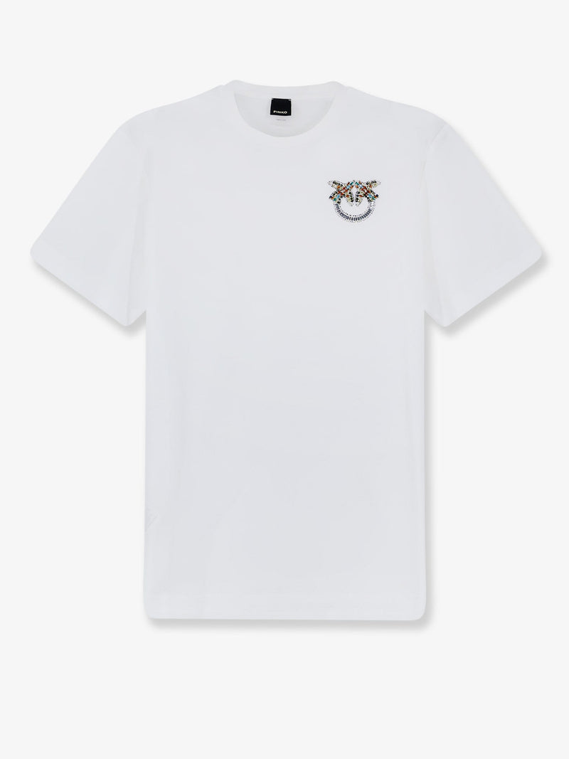 Pinko Pinko Cotton T-Shirt with Love Birds Logo White - World Class Fashion