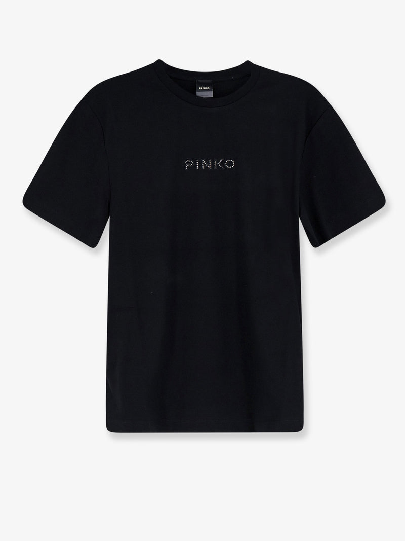 Pinko Pinko Cotton T-Shirt with Front Lettering Logo Black - World Class Fashion
