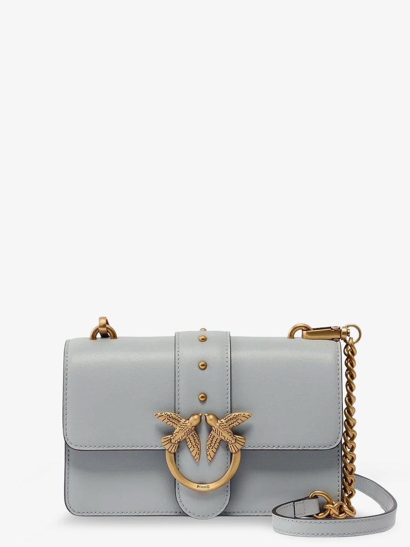 Pinko Pinko Love One Mini Leather Crossbody Bag Grey - World Class Fashion