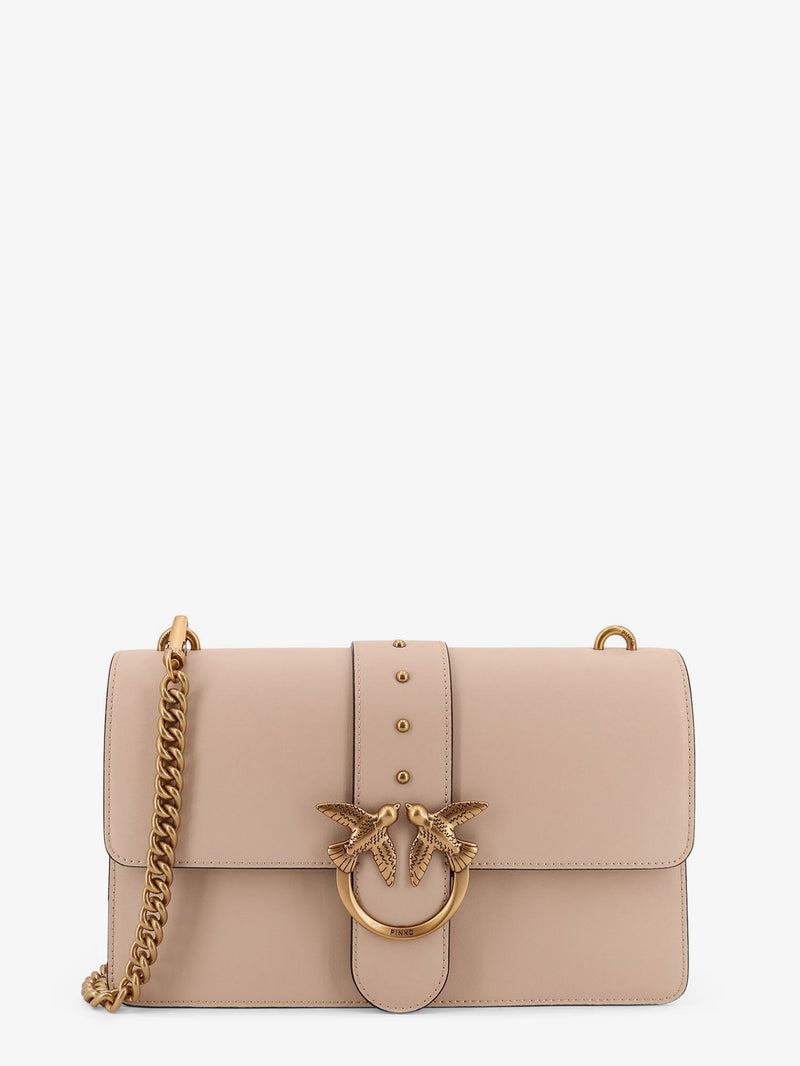 Pinko Pinko Love One Leather Crossbody Bag Beige - World Class Fashion