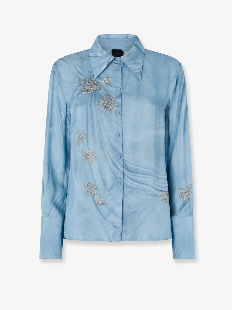Pinko Pinko Christa Satin Shirt Blue Women - World Class Fashion
