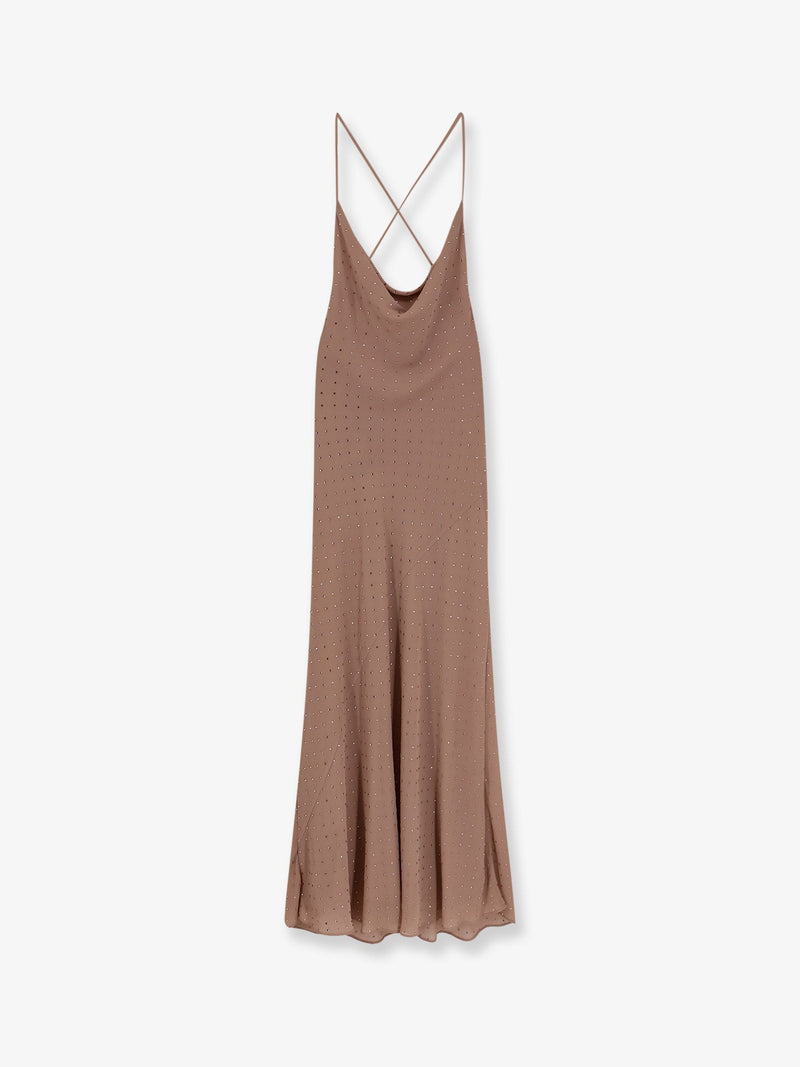 Pinko Pinko Farro Long Dress with Rhinestones Pink - World Class Fashion