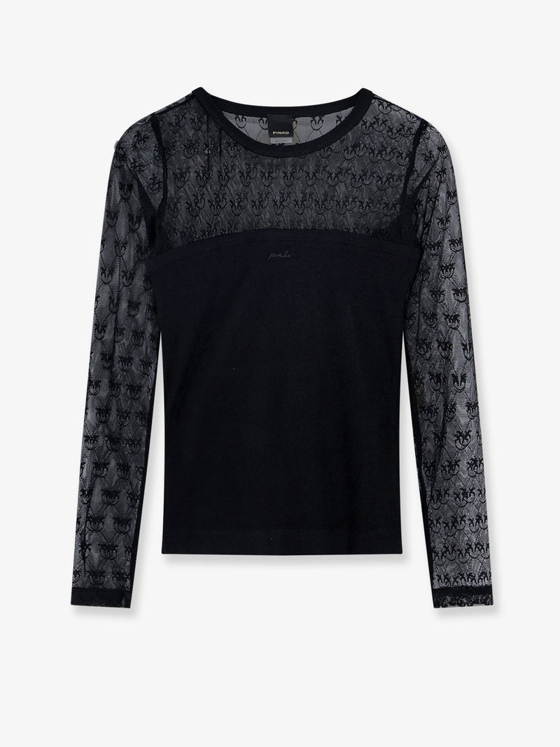 Pinko Pinko Love Birds Lace Jersey Sweater Black - World Class Fashion