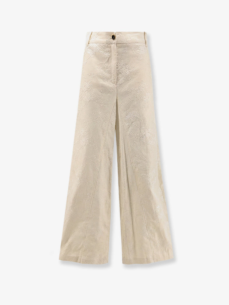 Pinko Pinko Ivy Linen Trousers With Embroidery - World Class Fashion
