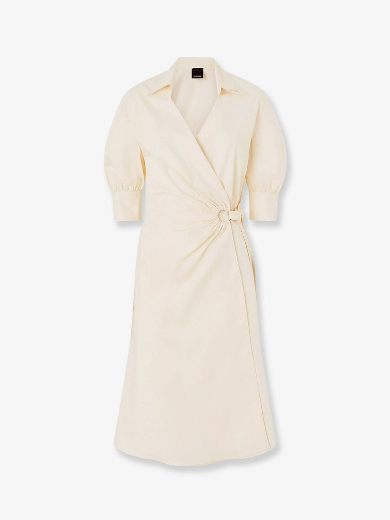Pinko Pinko Aline Stretch Cotton Dress Beige - World Class Fashion