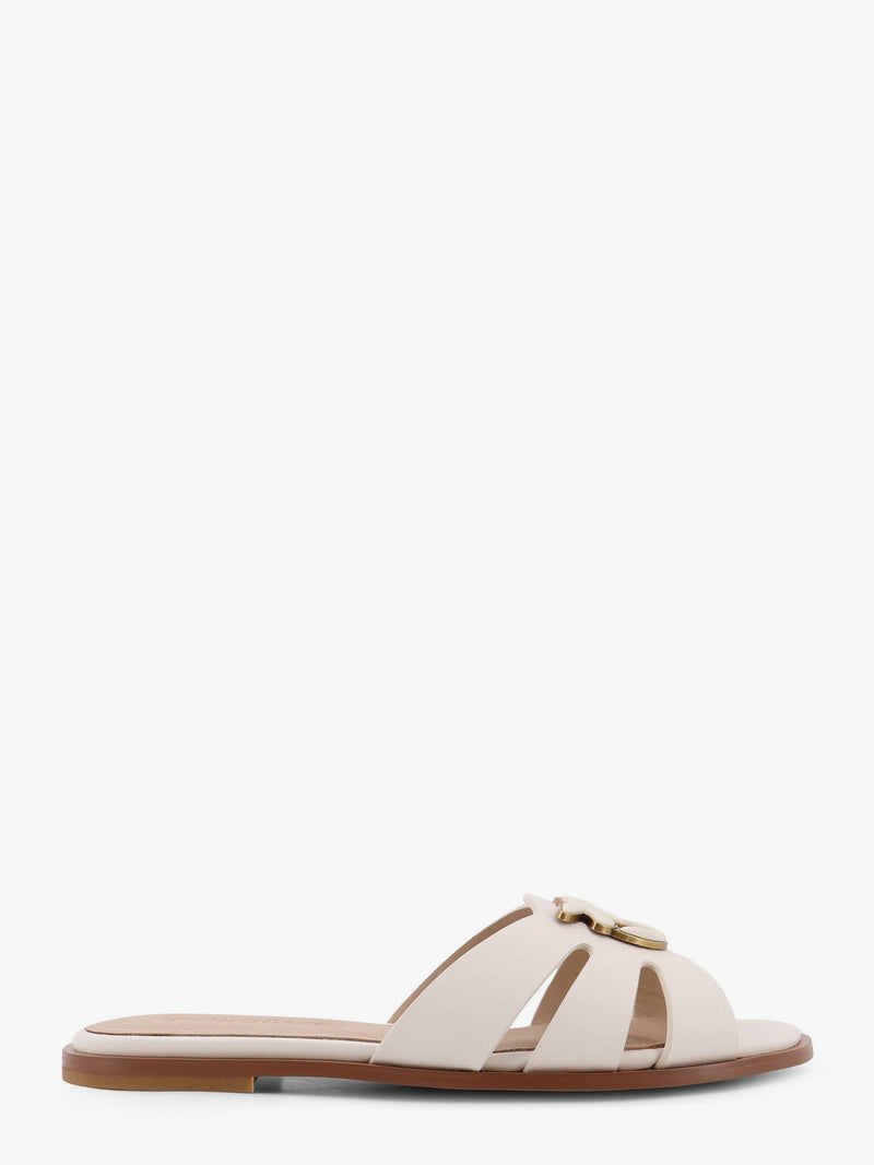 Pinko Pinko Milly Low Leather Sandals White - World Class Fashion