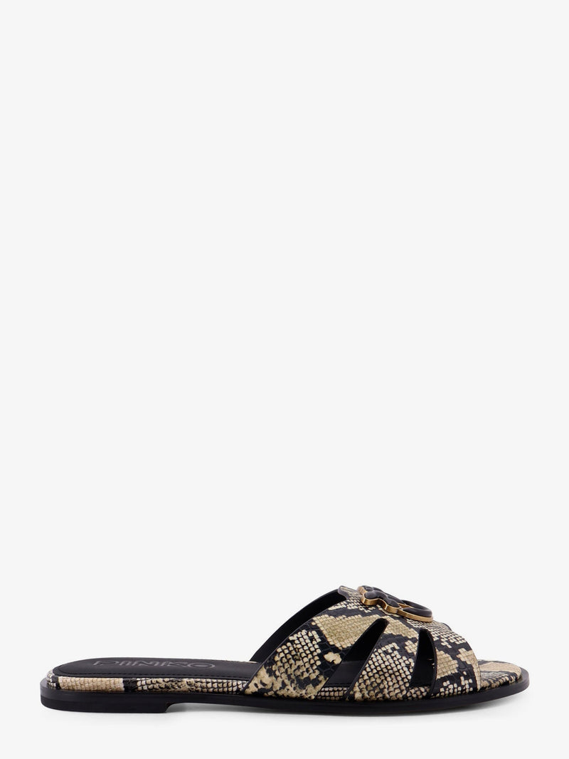 Pinko Pinko Milly Low Leather Sandals Animal Print - World Class Fashion