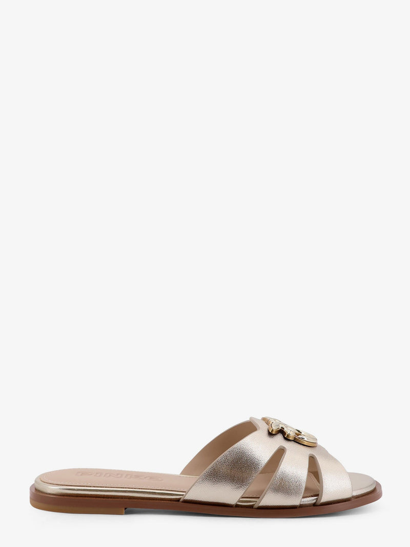 Pinko Pinko Milly Leather Sandals Gold Women - World Class Fashion