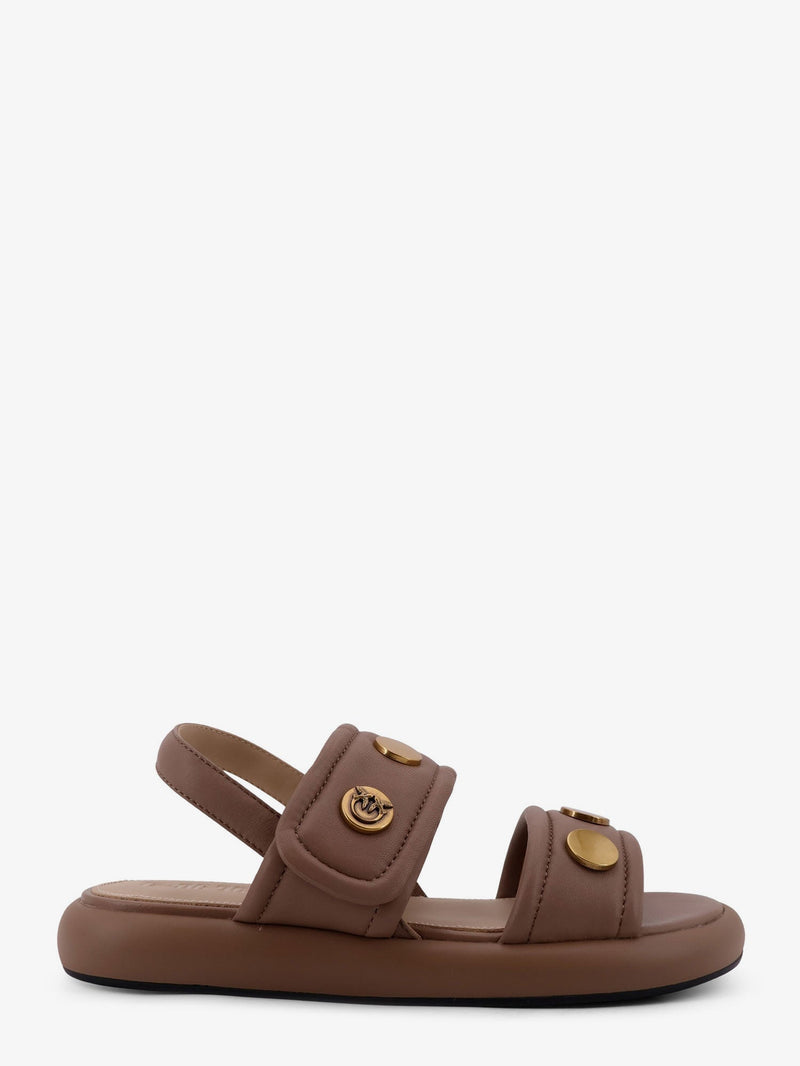 Pinko Pinko Fiona Flat Leather Sandals Brown - World Class Fashion