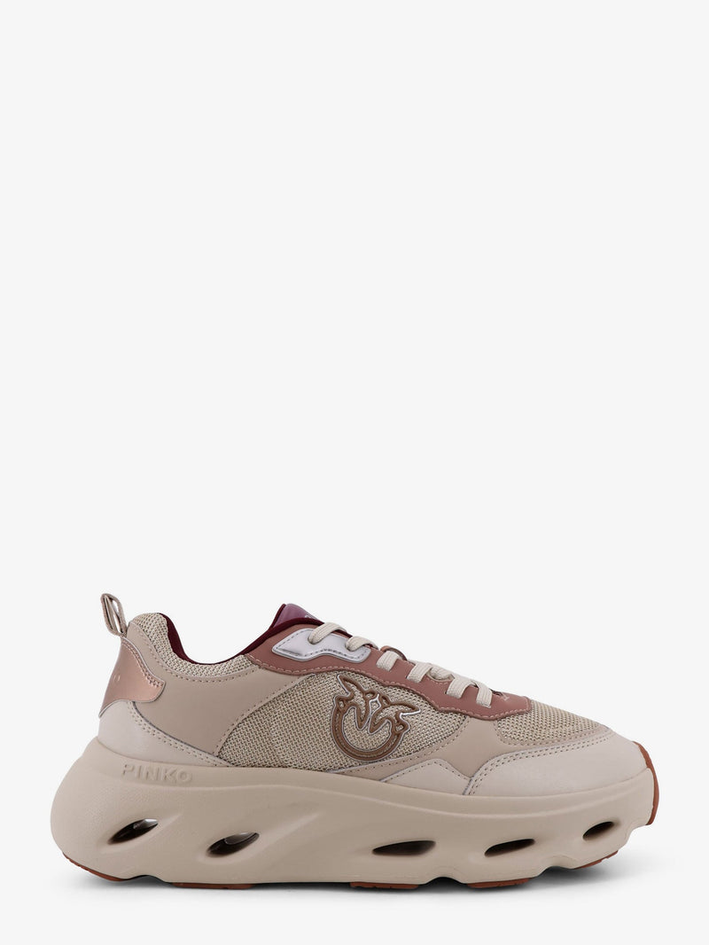Pinko Pinko Nylon Sneakers with Leather Inserts Beige - World Class Fashion