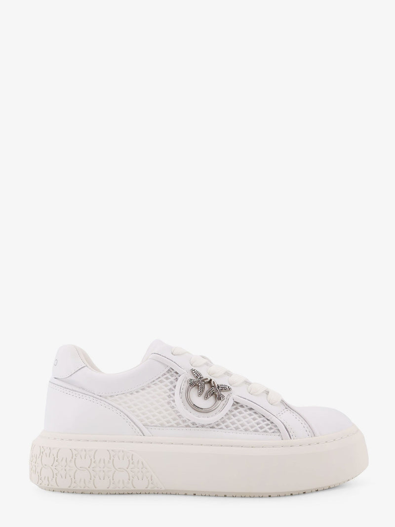 Pinko Pinko Yoko Leather Sneakers with Mesh Inserts White - World Class Fashion