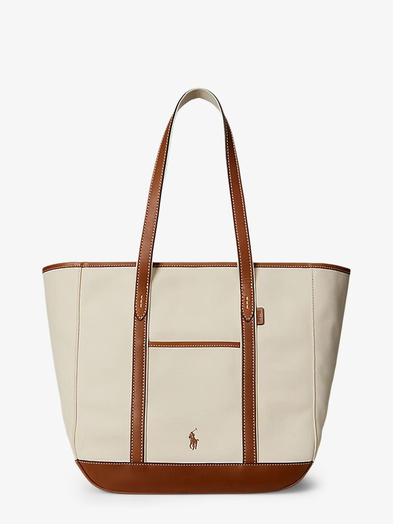 Polo Ralph Lauren Polo Ralph Lauren Bolsa de compras de lona beige para mujer - World Class Fashion