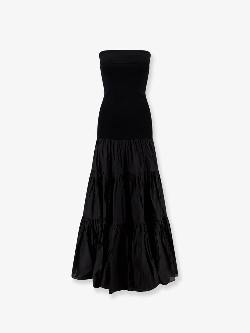 R2W Vestido largo con hombros descubiertos, peplum y pretina, negro, R2W - World Class Fashion
