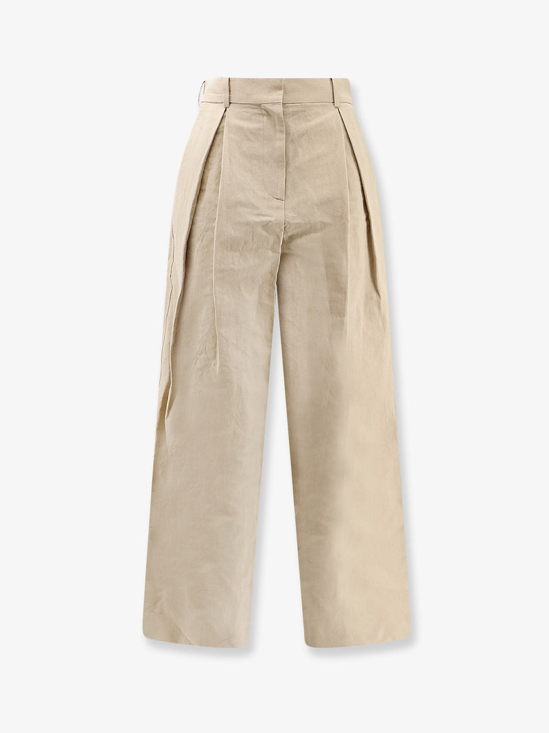 R2W Pantalones de lino y algodón Lumira R2W Beige - World Class Fashion
