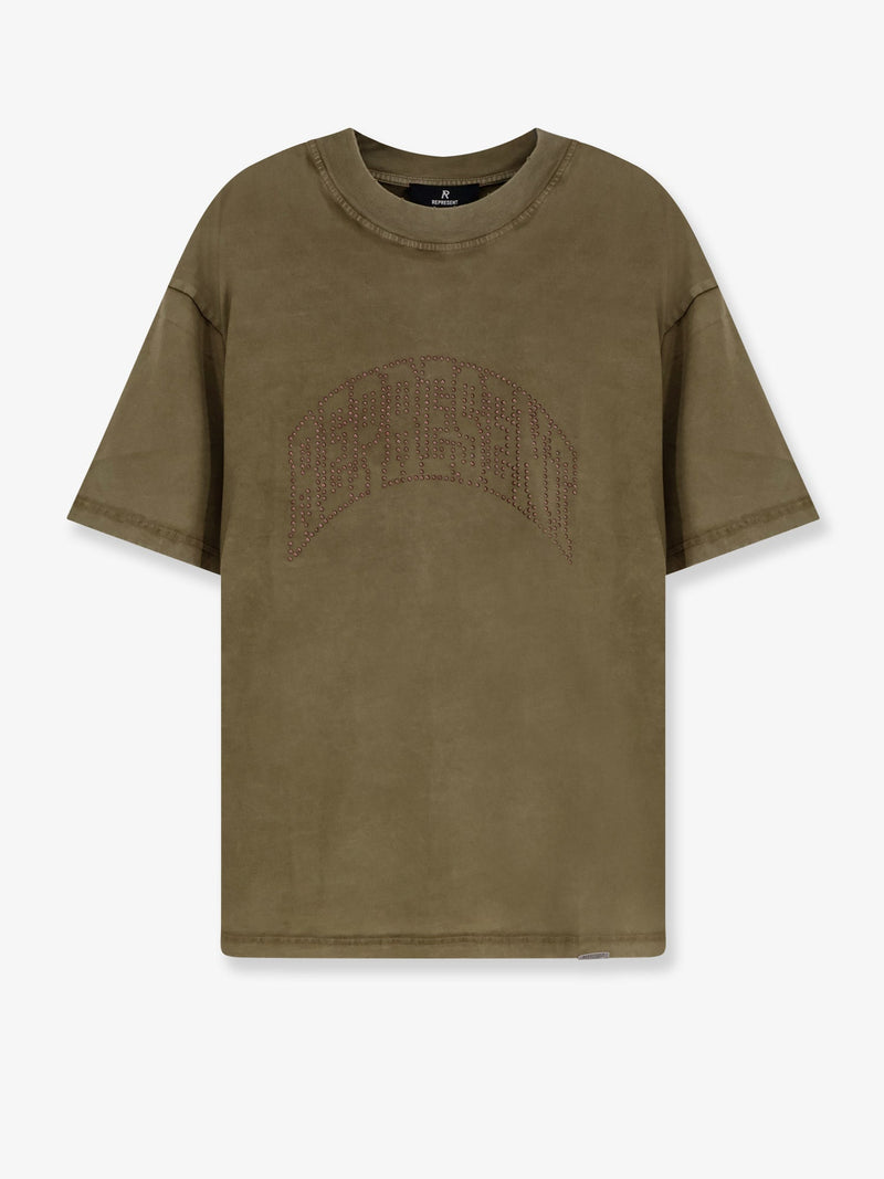 Represent Represent Embellished Cotton T-Shirt Green - World Class Fashion