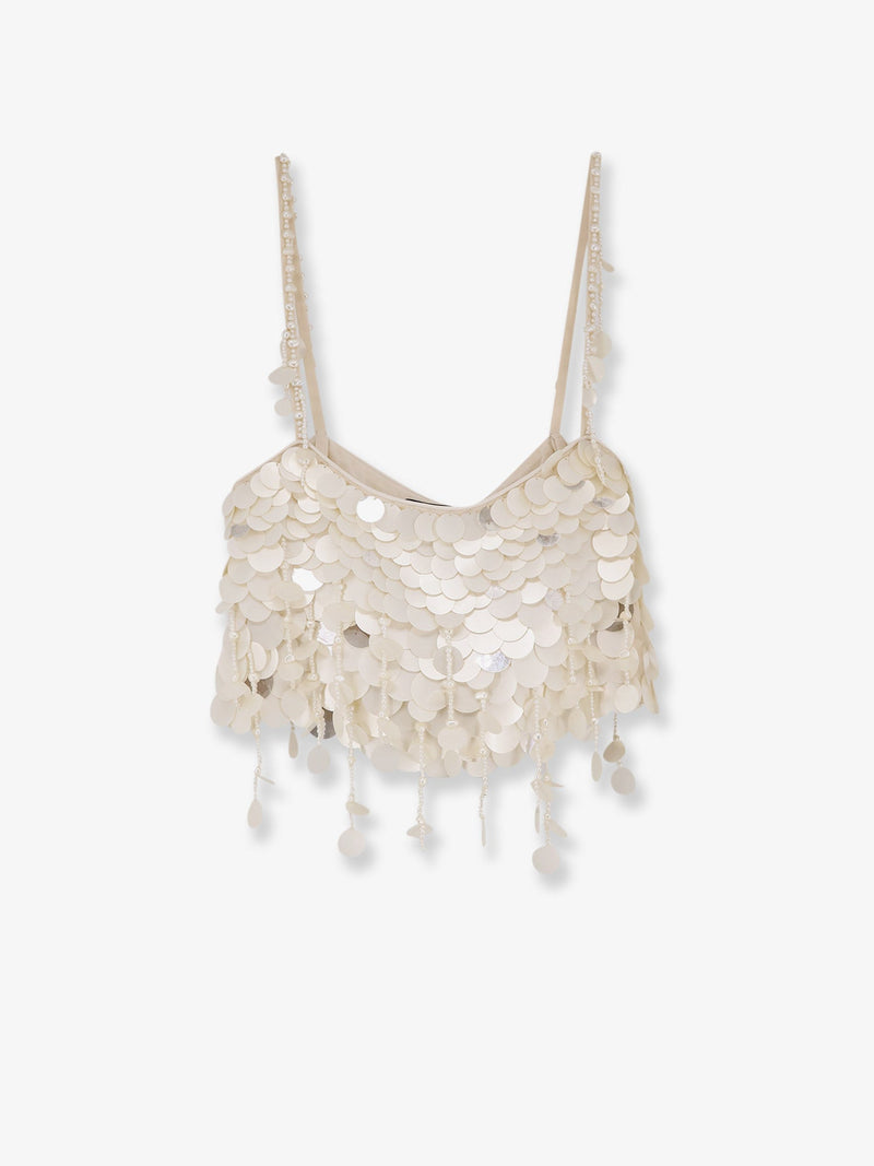 Retrofete Retrofete Eudora Top with Macro-Sequins White - World Class Fashion