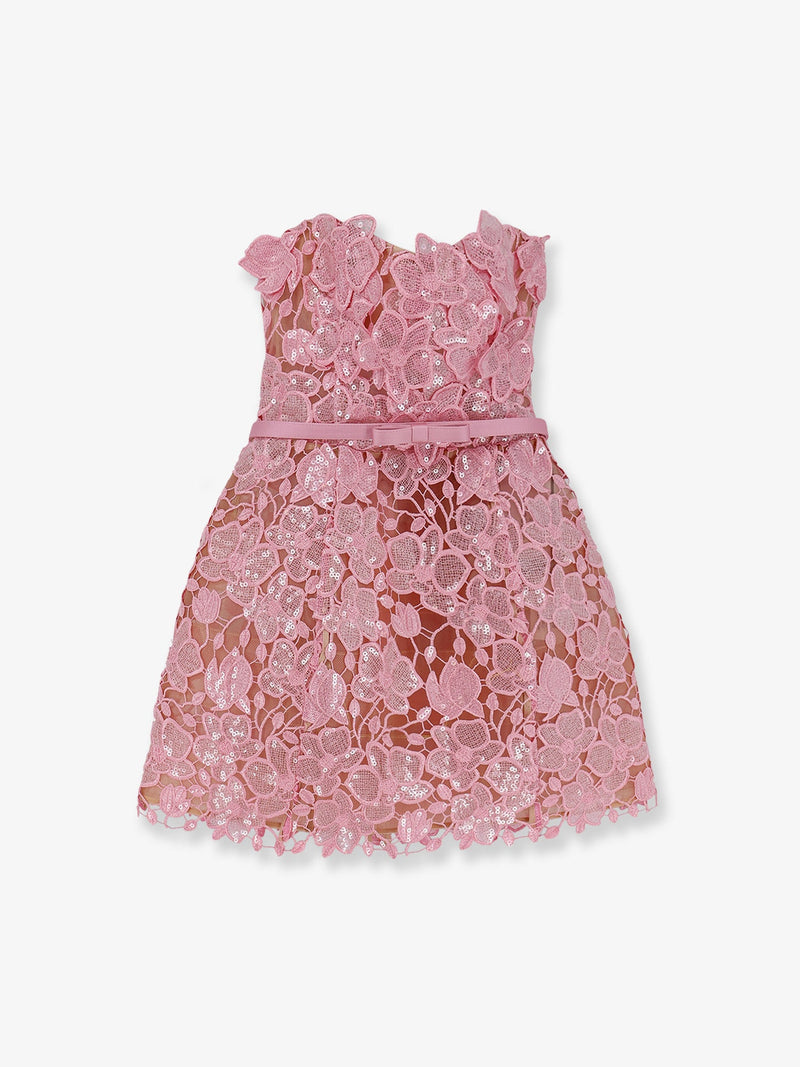 Retrofete Minivestido Retrofete Novalie rosa con cinturón de satén - World Class Fashion