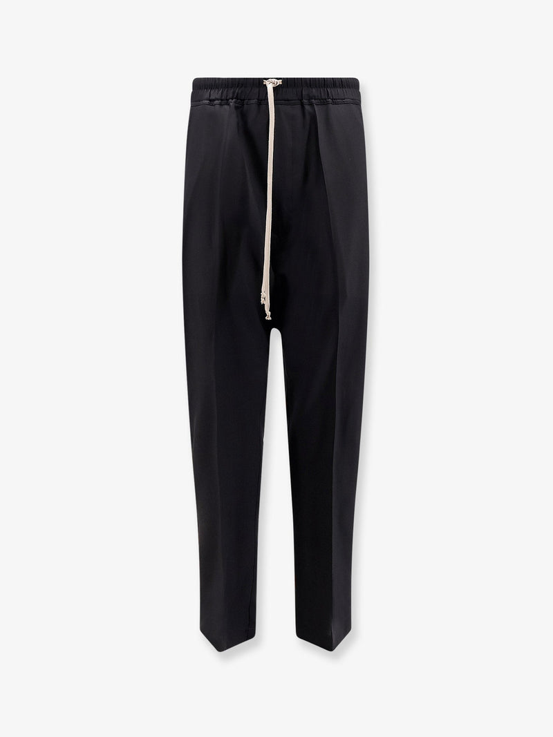Rick Owens Rick Owens Drawstring Virgin Wool Trousers Black - World Class Fashion