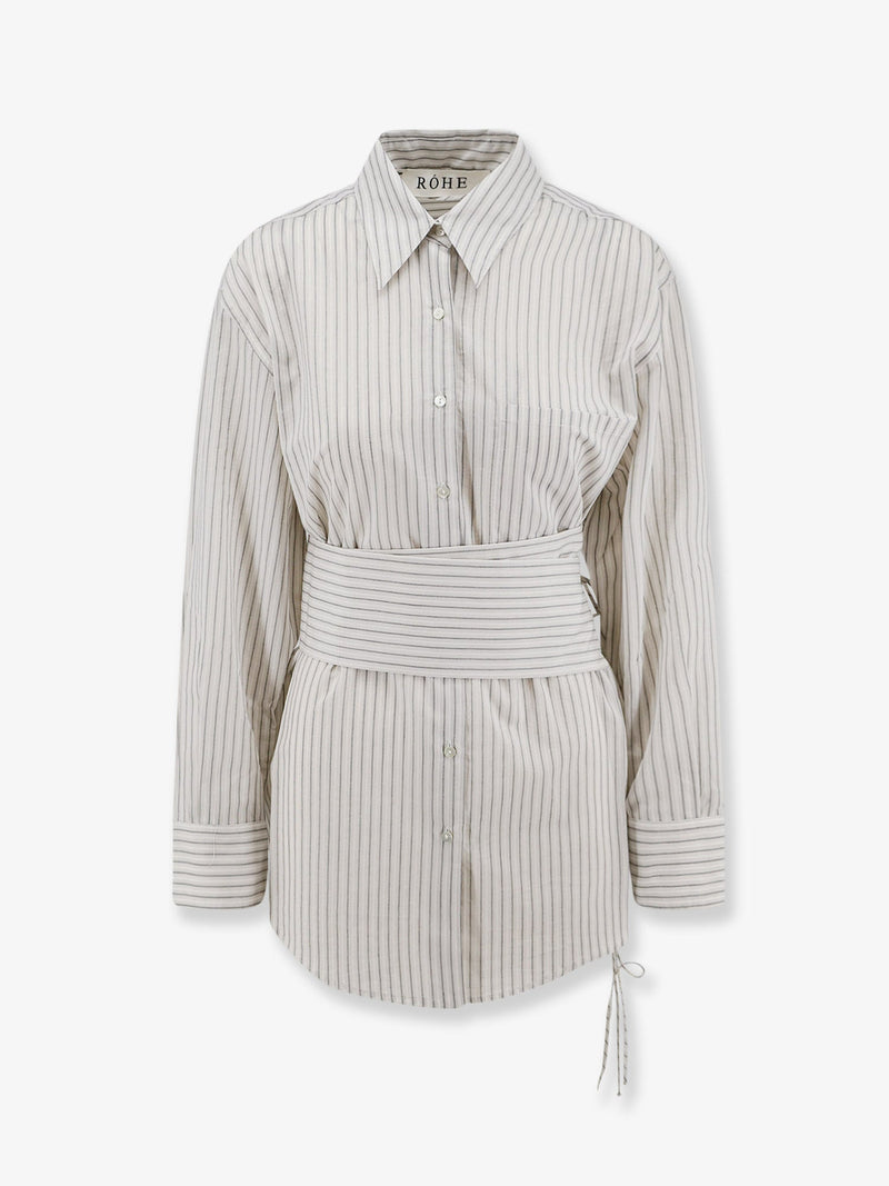 Rohe Rohe Silk and Cotton Blend Shirt Grey - World Class Fashion