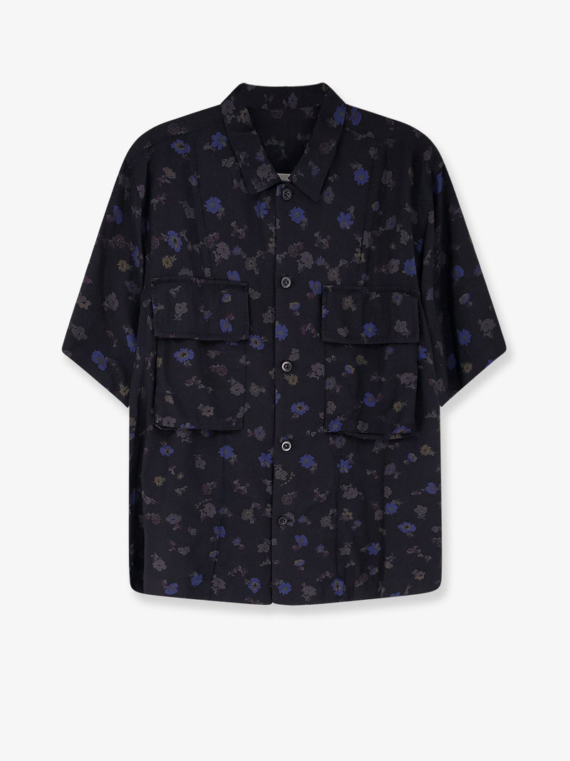 Sacai Sacai Cotton Blend Floral Print Shirt Black - World Class Fashion
