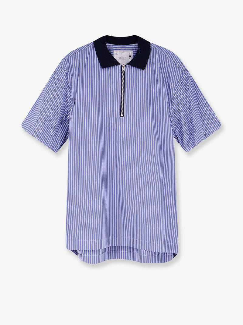 Sacai Sacai Striped Fabric Polo Shirt Blue Men - World Class Fashion