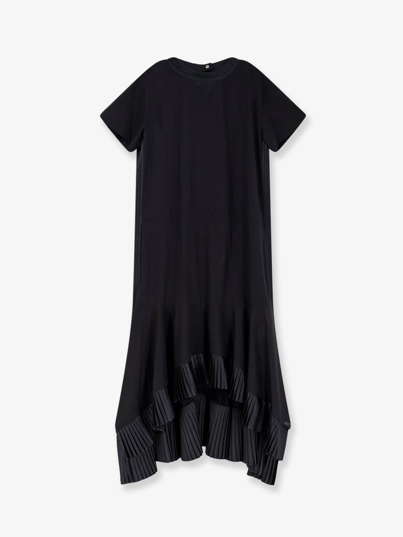Sacai Vestido de algodón con pliegues Sacai Negro - World Class Fashion