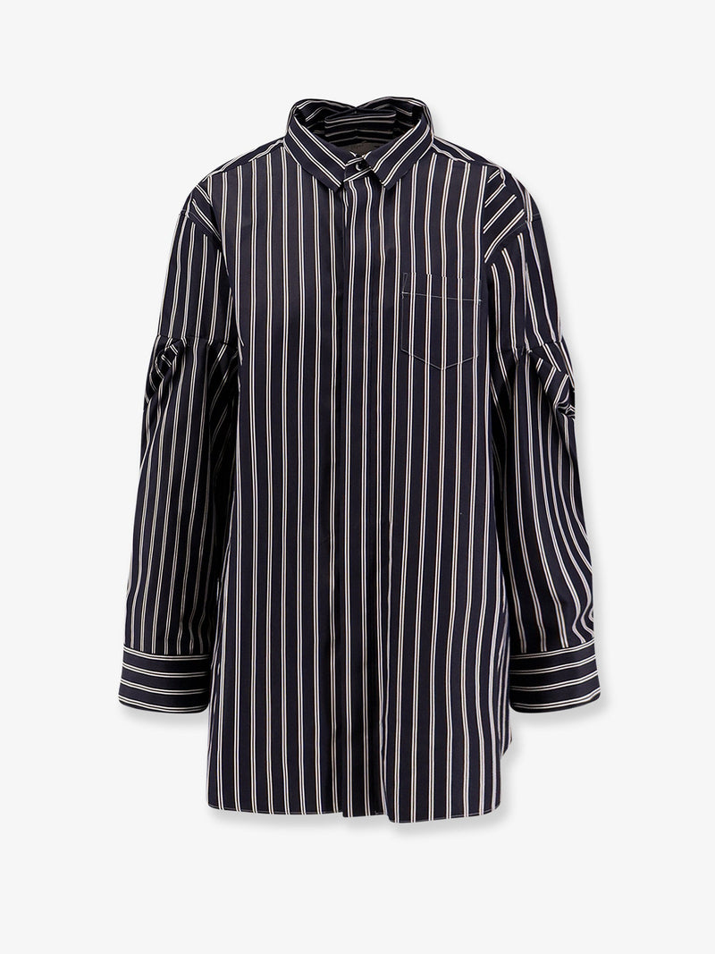 Sacai Sacai Oversize Striped Shirt Blue Women - World Class Fashion