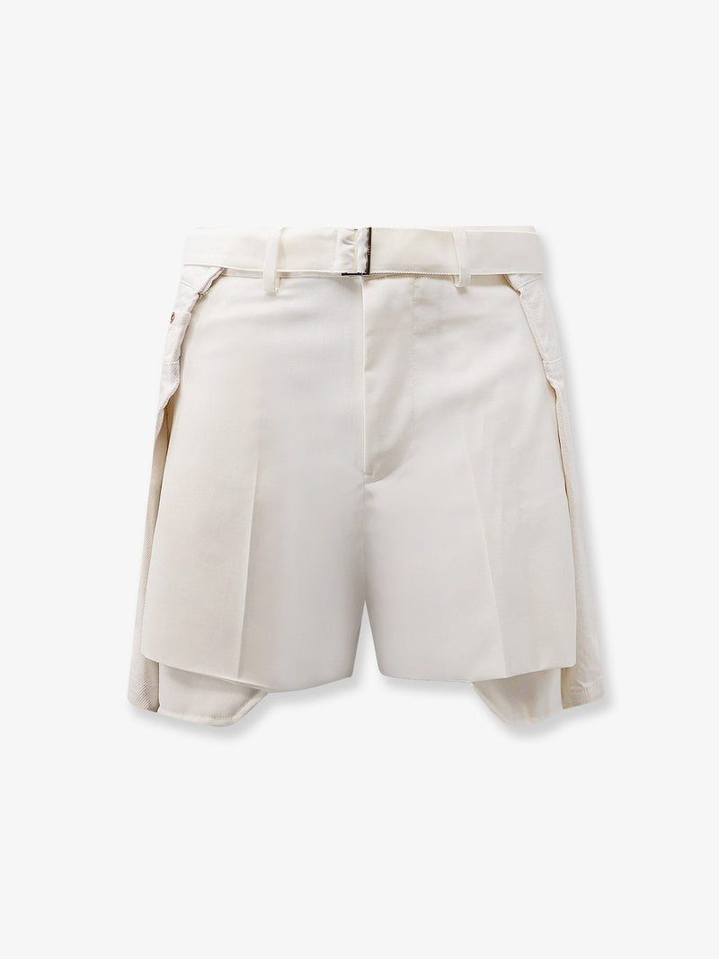 Sacai Pantalones cortos de doble tejido Sacai blancos para mujer - World Class Fashion