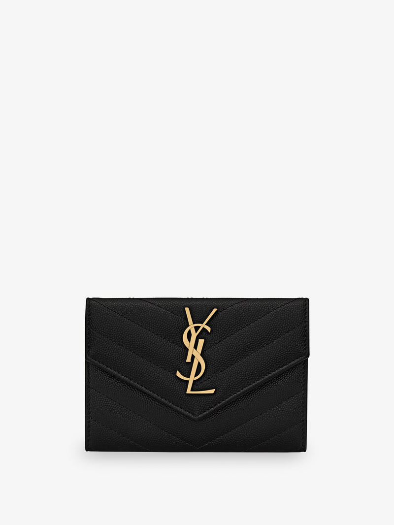 Saint Laurent Saint Laurent Cassandre Matelassé Leather Wallet Black - World Class Fashion