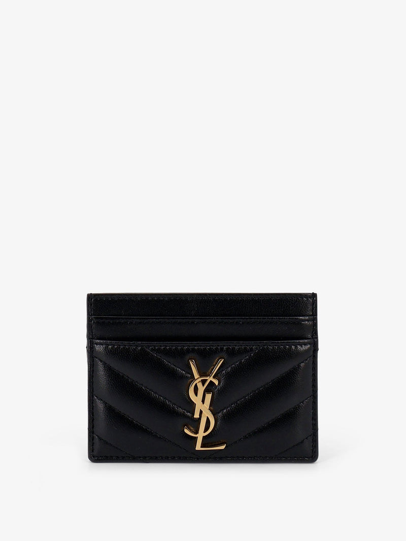 Saint Laurent Saint Laurent Cassandre Leather Card Holder Black - World Class Fashion