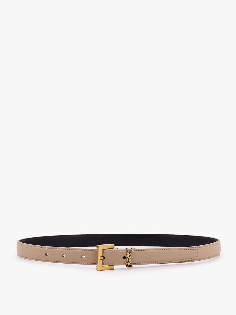 Saint Laurent Saint Laurent Leather Belt Beige Women - World Class Fashion