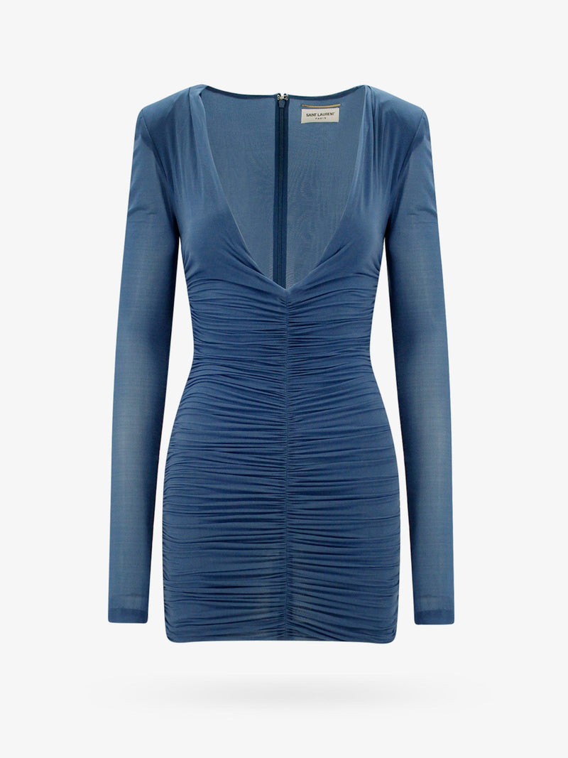 Saint Laurent Saint Laurent Draped Fabric Dress Blue Women - World Class Fashion