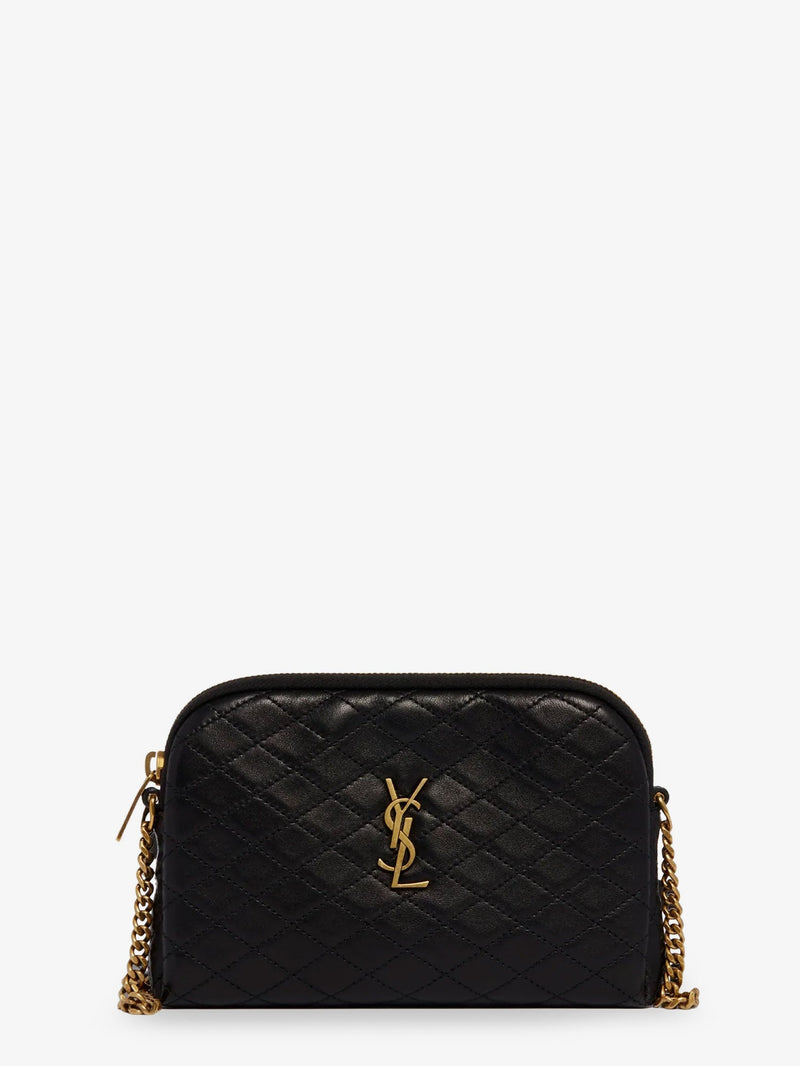 Saint Laurent Saint Laurent Gaby Leather Shoulder Bag Black - World Class Fashion