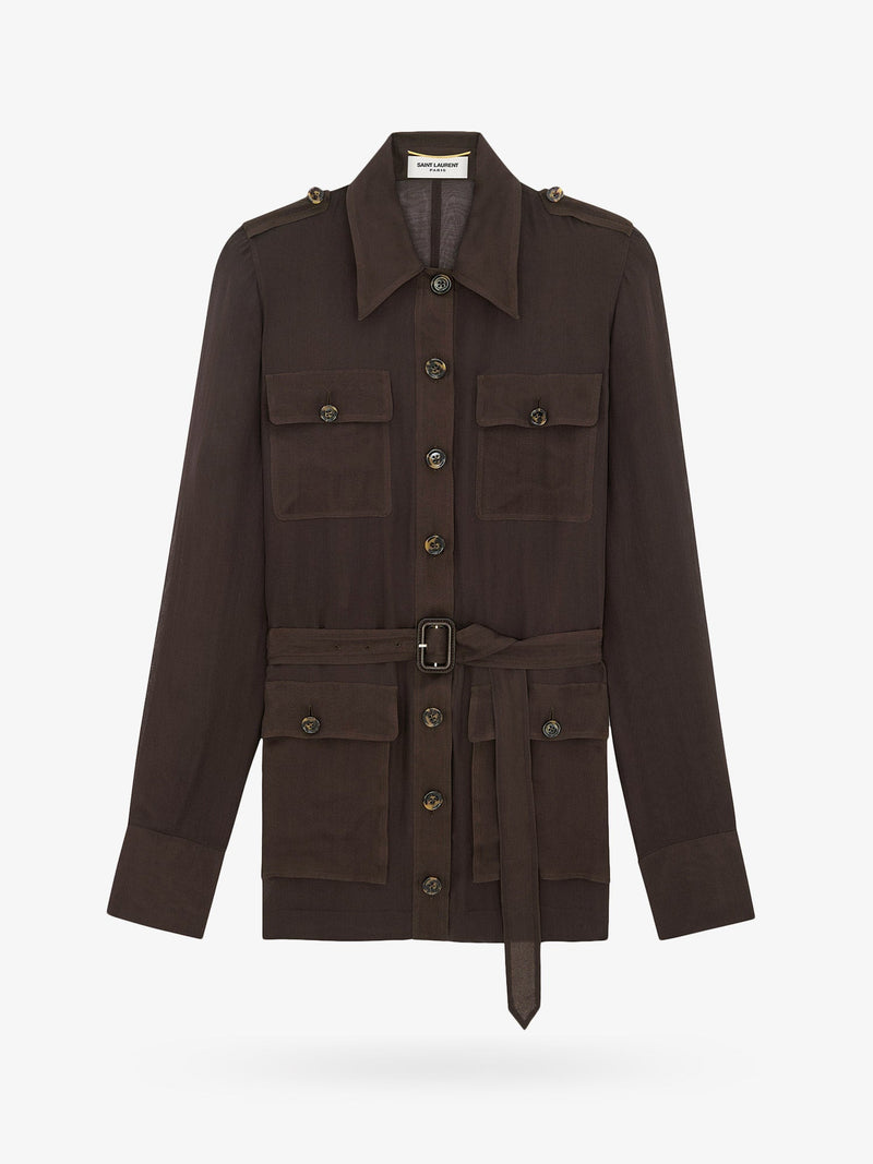 Saint Laurent Saint Laurent Biologic Silk Dress Brown Women - World Class Fashion