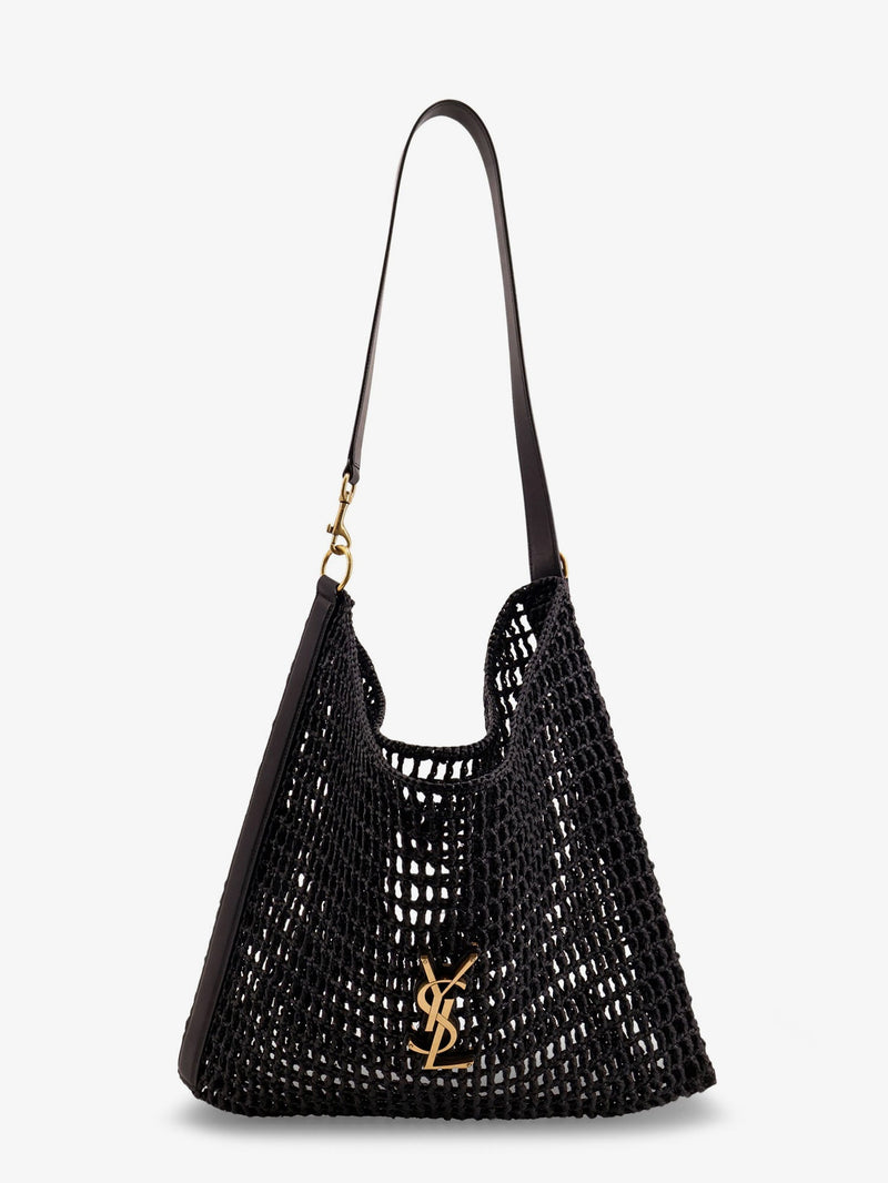 Saint Laurent Saint Laurent Raffia Shoulder Bag Black - World Class Fashion