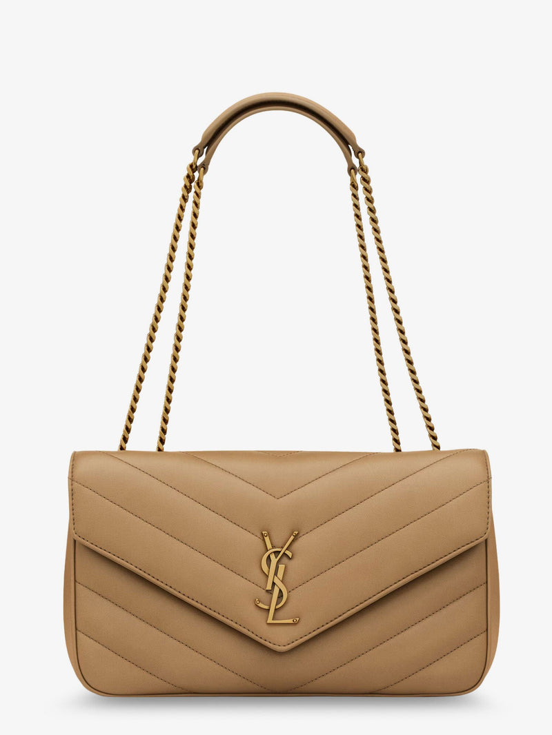 Saint Laurent Saint Laurent Loulou Leather Shoulder Bag Beige - World Class Fashion