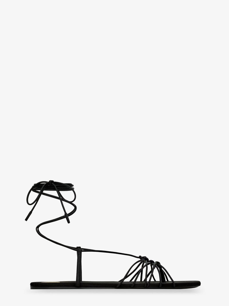 Saint Laurent Saint Laurent Babylone Leather Sandals Black - World Class Fashion