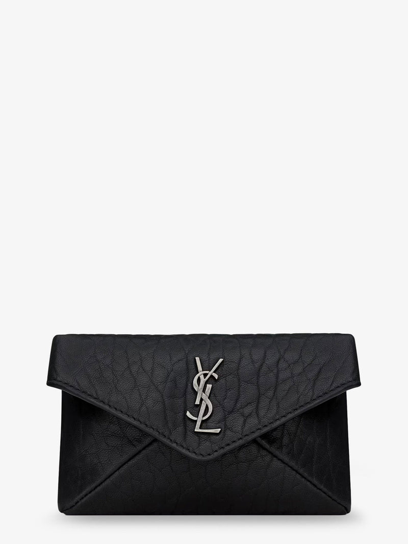 Saint Laurent Saint Laurent Leather Envelope Card Holder Black - World Class Fashion